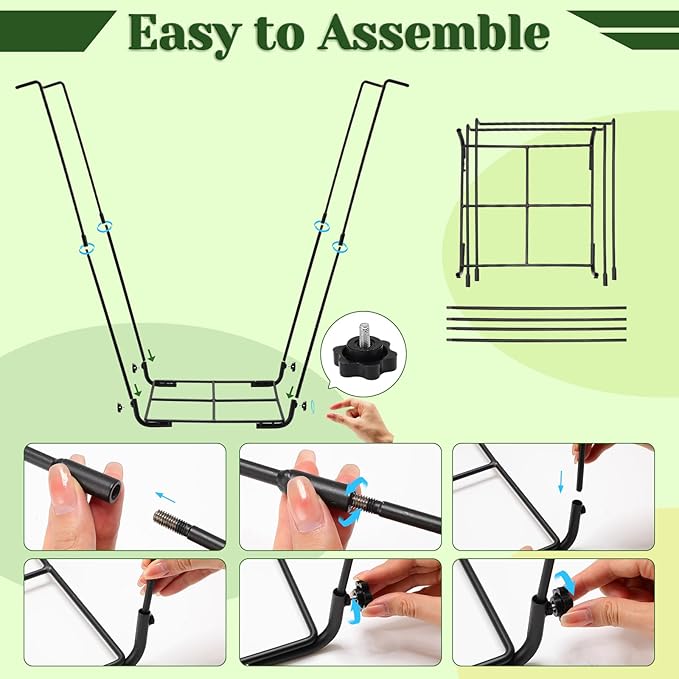 Tandefio 3 Pcs Trash Bag Holder Heavy Duty Metal Outdoor Garbage Bag Holder Garden Leaf Bag Support Stand Holds 30-45 Gallons Bag for Camping Leaves Gardening Parties Lawn Yard Home Weeding