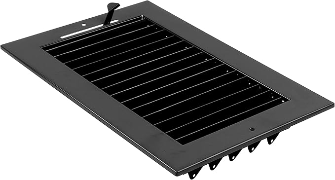 10"w X 6"h Adjustable AIR Supply Diffuser - HVAC Vent Cover Sidewall or Ceiling - Grille Register - High Airflow - Black [Outer Dimensions: 11.75"w X 7.75"h]