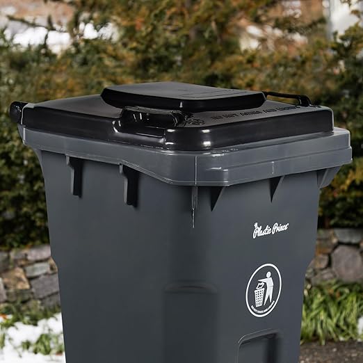 32 Gallon Trash Can with Wheels Outdoor Trash Can with Wheels and Lid Heavy-Duty Trash Bin for Plastic Outside Garbage Can Wheeled Gray for Home Hospitals Restaurants Offices