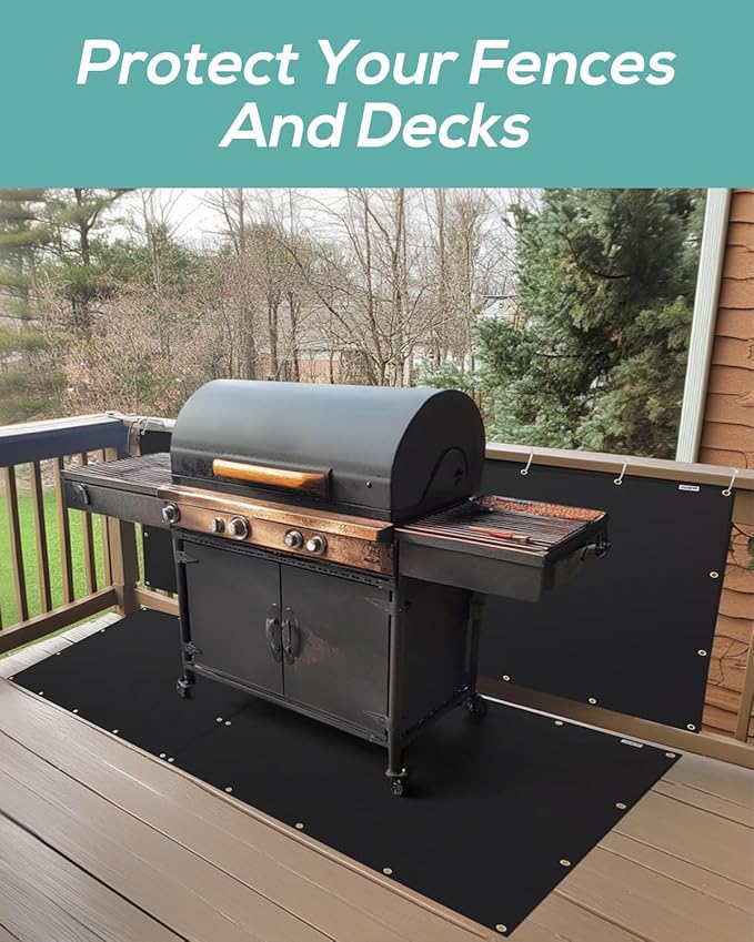 Heat Shield Behind Grill 4'x5' Heat Shield Mat for Wall, Deck Fence, Railing, Grill and Refrigerator, Heavy Duty Fireproof Cover and Screen Protect Deck Railing from Grill