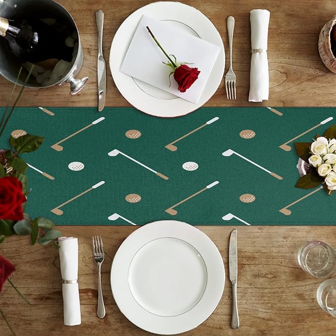 Golf Club Golf Ball Table Runner Kitchen Dining Table Runner 13*60in Table Center Decor for Indoor Outdoor Home Holiday Party