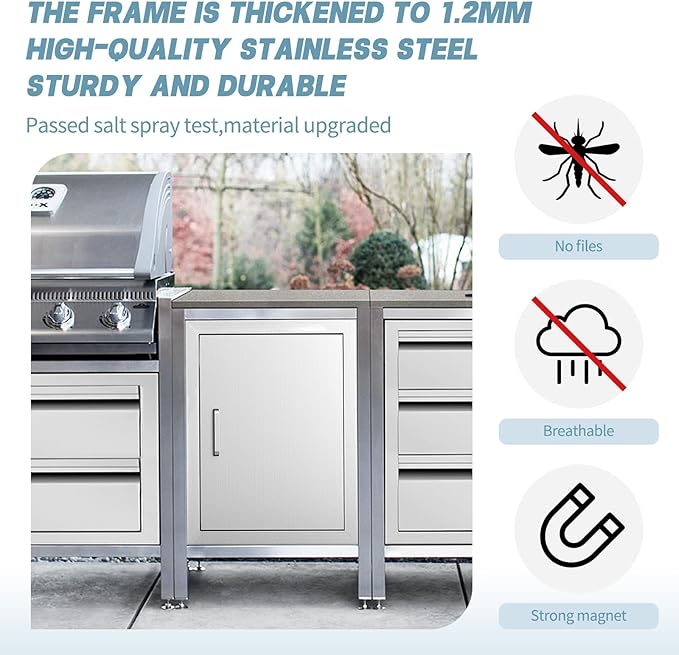 Outdoor Kitchen Door, 23 "W17 H Outdoor Kitchen Access Door, Stainless Steel Barbecue Single Door, Can Be Used for Outdoor Kitchen Island Or Outdoor Kitchen
