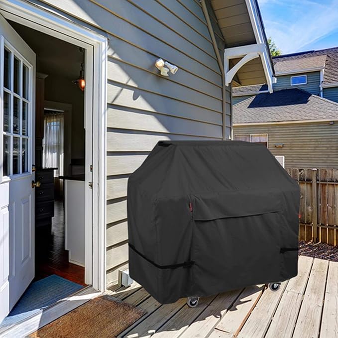 Porch Shield 50W x 24D x 46H inch Premium Gas Grill Cover Up to 48 inch, Waterproof and Fade Resistant 600D BBQ Covers for Weber, Brinkmann, Char-Broil and More, Black