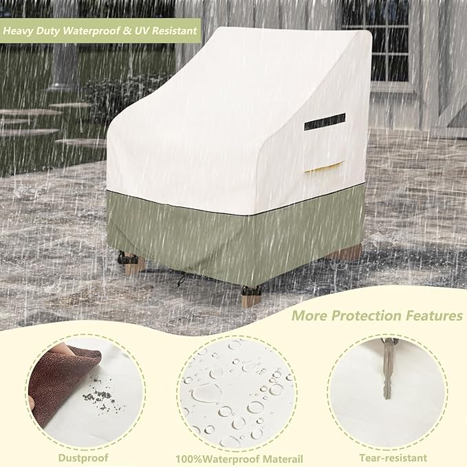 Patio Adirondack Chair Cover 37 W x 40 D x 36 H inches,600D Heavy Duty Waterproof Outdoor Chair Covers,Patio Furniture Covers for Adirondack Chair,Beige