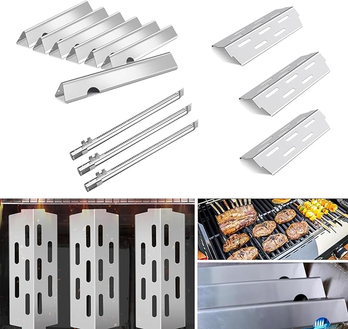 Flavorizer Bars,Heat Deflectors and Grill Burner for Weber Genesis II 300/LX 300, GS4 Genesis ii E-310 ii E-315 ii E/S335 ii se-335 Grill (304 Stainless Steel, 66032*5+ES/410*3+66790*3)