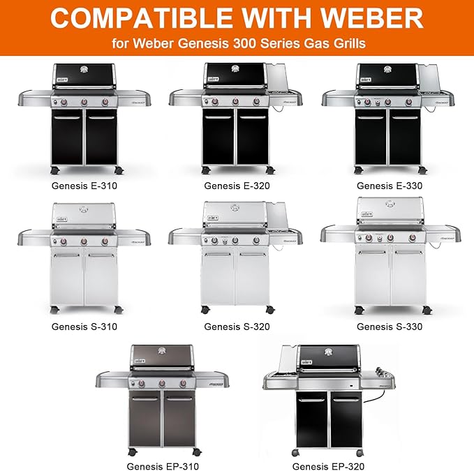 Full Size Griddle Insert for Weber Genesis 300 Series E-310 S-310 E-320 S-320 E-330 S-330 EP-310 EP-320 EP-330 CEP-310 Gas Grills, Flat Top Griddle Replacement for Weber 7524 7528