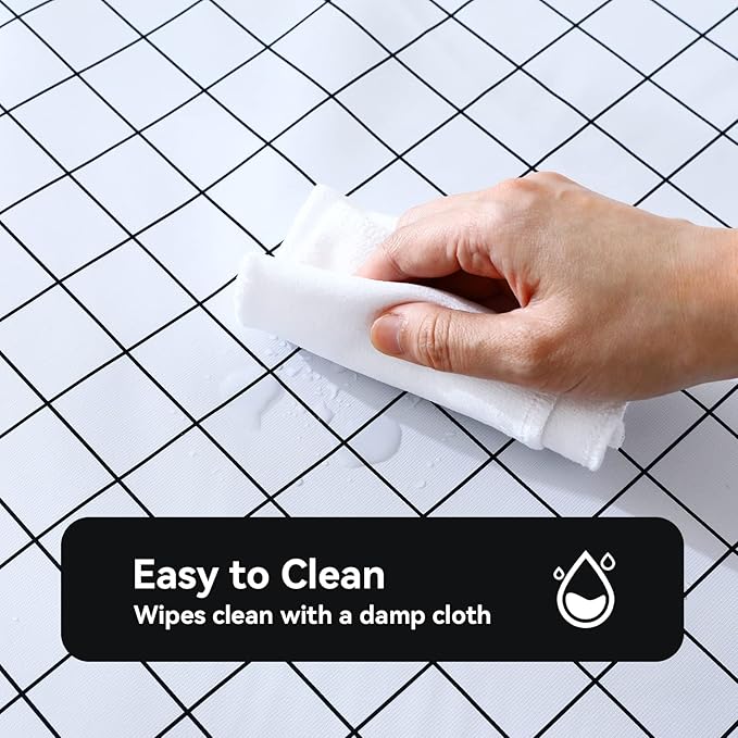 Romanstile Rectangle Vinyl Tablecloth, 100% Waterproof Oil-Proof Checkered Plastic Table Cloth, Heavy Duty Wipeable Table Covers for Dining, Camping, Picnic, Outdoor - 60 x 84 Inch, White