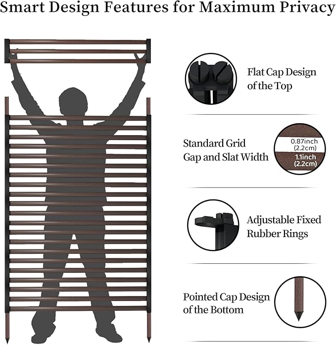 Outdoor Privacy Screens, 6FT X 4FT Decorative Privacy Fence Panels for Patio, Backyard and Garden(Brown)