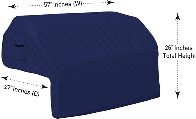 Covers & all Built-in Outdoor Grill Cover, Durable 12 Oz Waterproof Cover Max Material with Air Pocket & Elastic for Snug Fit (57" W x 27" D x 26" H Inches, Blue)