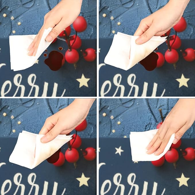 Merry Christmas Candle Star Round Table Cloth Cover, Elastic Edge Waterproof Wipeable Tablecloths 36"-42" Polyester Tablecloth for Party Restaurant Banquet Holiday Camping Outdoor Picnic