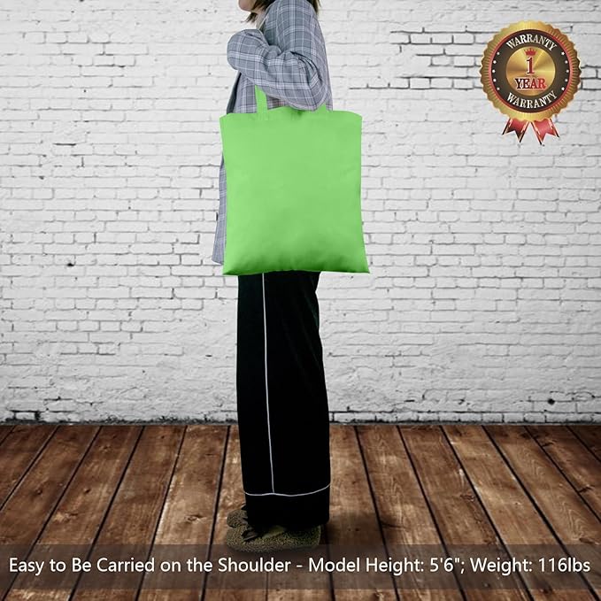 TOPDesign 6-Pack Economical 16"x15" Baby Green Cotton Tote Bags, Lightweight Medium Reusable Grocery Shopping Cloth Bags, Suitable for DIY, Advertising, Promotion, Gift, Activity