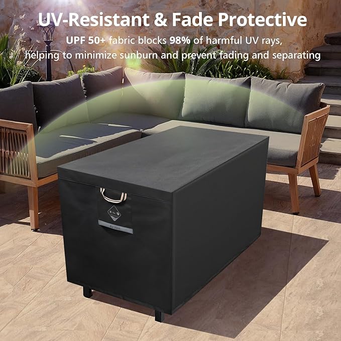 Fire Pit Cover Rectangle Super Waterproof 56" L x 38" W x 22" H, UPF 50+ Outdoor Fire Pit Table Cover 600D Strong Tear Resistant and Fading Resistant for Rectangular Fire Pit - Black