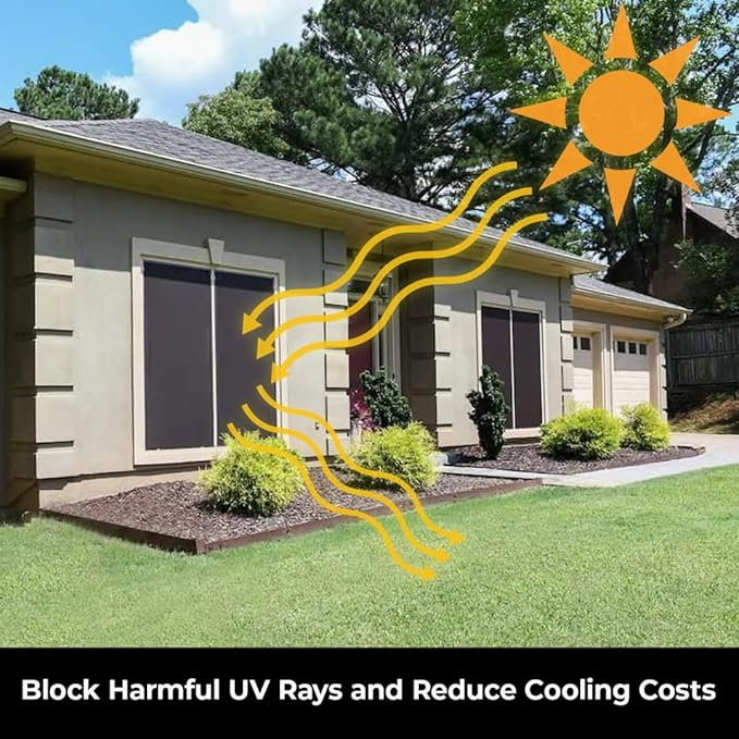 Custom Solar Screens for Windows Exterior 90% Shade - Pre-Framed Solar Window Screen Mesh - Home Improvement for Reduced Glare & Heat - UV Blocker Fabric - Fully-Assembled & Ready to Install