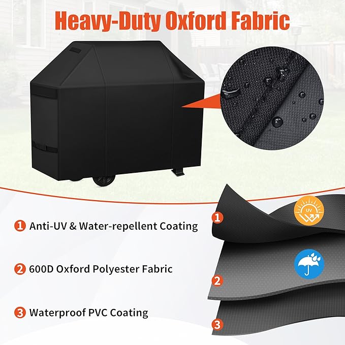 iCOVER Grill Cover 58 inch, BBQ Grill Cover for Outdoor Grill, 600D Heavy Duty Waterproof BBQ Cover, Anti-UV and Rip-Proof Barbecue Cover, Gas Grill Cover for Weber, Char-Broil, Nexgrill, etc