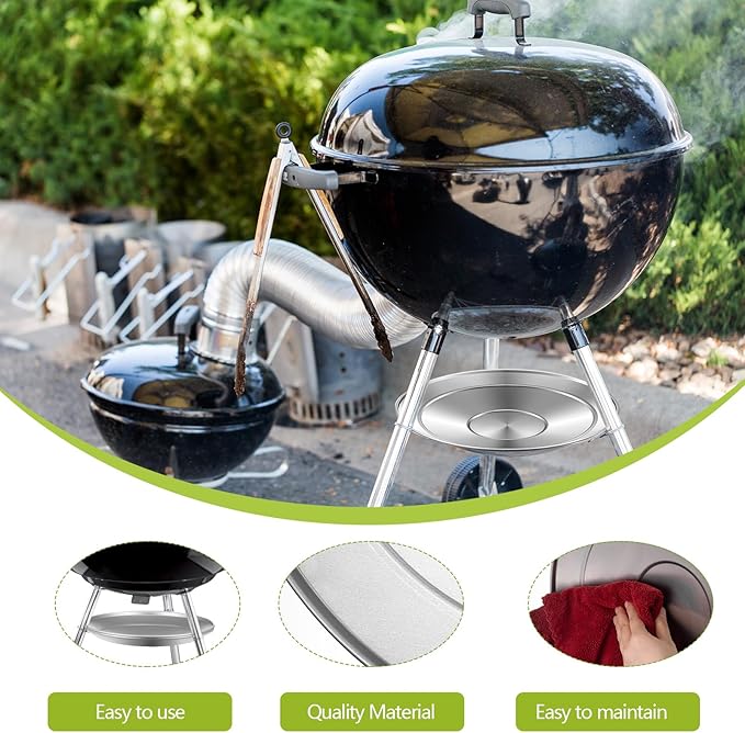 1 Pcs 13-1/2" Diameter Ash Catcher Pan Ash Pan for Charcoal Grill Compatible with Weber for Grill Replacement Parts
