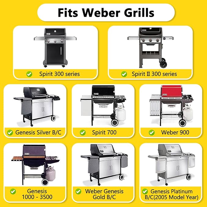 17.5 Inch 7638 Grill Grates Replacement for Weber Spirit & Spirit II 300 Series, Spirit E/S-310, E/S-320, E/S-330, Spirit 700, Genesis 1000-3500, Genesis Silver Gold Platinum B/C Gas Grills