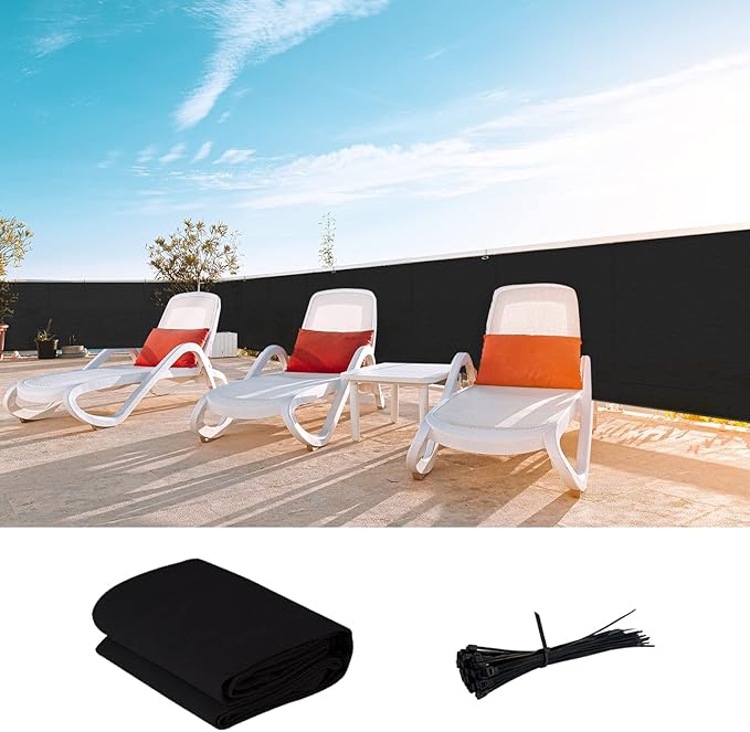 LOVE STORY Custom Size 3.3'x7' Black Balcony Privacy Screen,UV Block Privacy Fence Screen,90% Shield for Outdoor Pool Garden Apartment Railing