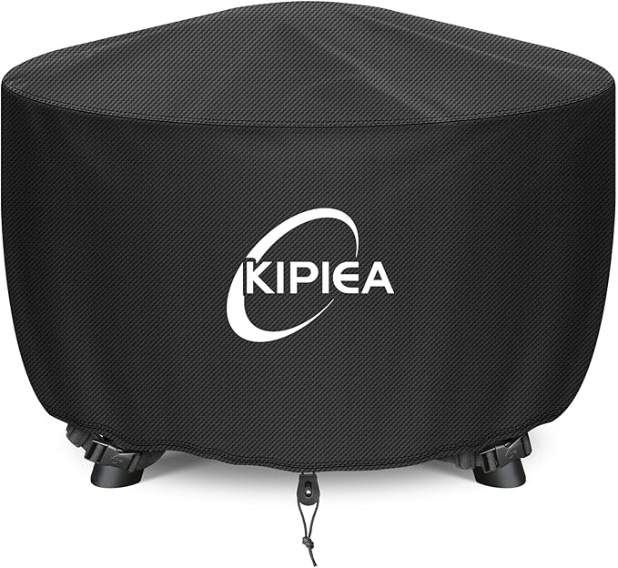 Kipiea Round Fire Pit Cover - Upgraded 600D Strong Tear and UV Resistant, 100% Waterproof Outdoor Firepit Cover Fits 33"-36" Patio Fire Pit (36" Dia X 20" H）
