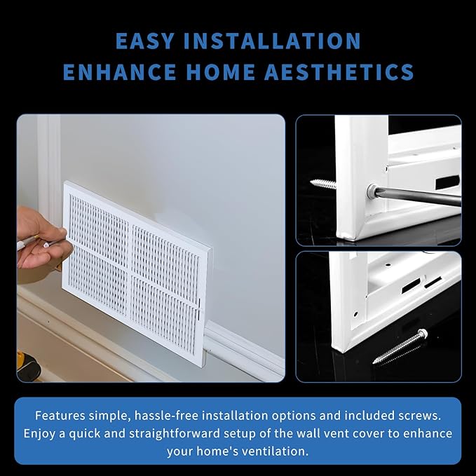 10x10 Vent Register [Duct Opening], Vent Covers for Home Ceiling, Two-Way Ventilation Register, Adjustable Solid Steel Wall Register Vent Cover (10"W x 10"H [Duct Opening])
