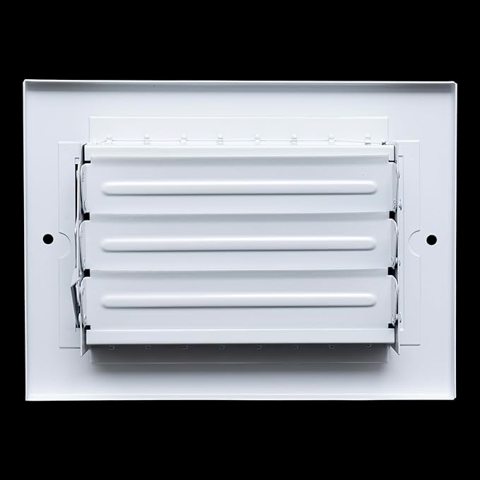 Fits 6x4 Duct Opening Steel Adjustable Air Supply Grille by Handua | Register Vent Cover Grill for Sidewall and Ceiling | White | Outer Dimensions: 7.75" X 5.75"