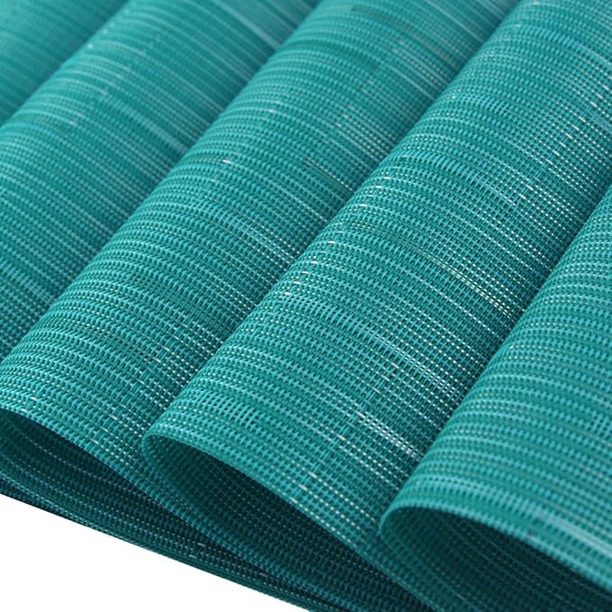 Vinyl Placemats,Washable Table Mats Easy to Clean Woven Placemats for Dining Table Set of 4(Cyan Blue)