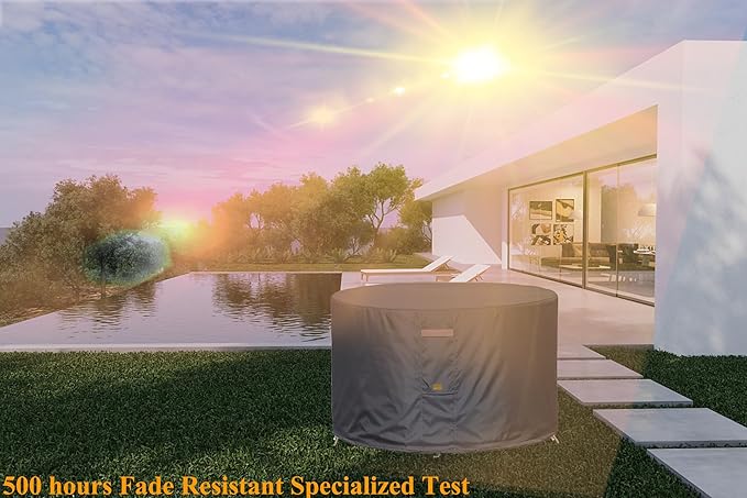 Fire Pit Cover 600D Heavy Duty Waterproof Fabric With PVC Coating Round 22" Dia x 16" H Dark Grey Fits 18-20 inch Fire Pit Table Fade Resistant Outdoor Firepit Cover