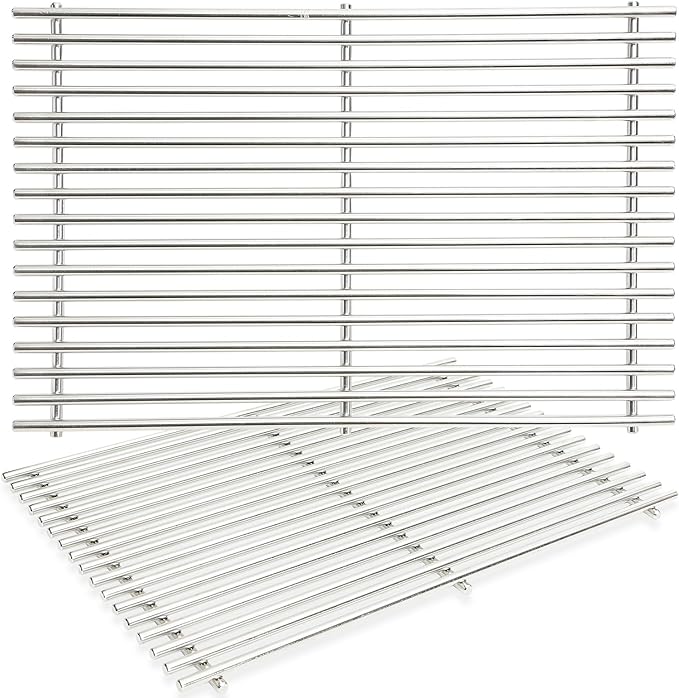 J&HYBBQ 19.5" Stainless Steel Grill Grates Replacement for Weber Genesis 300 Series Grills (2007-2016) - 17 Solid Rods, 9MM Thick, Non-Stick & Rust-Resistant Cooking Grates