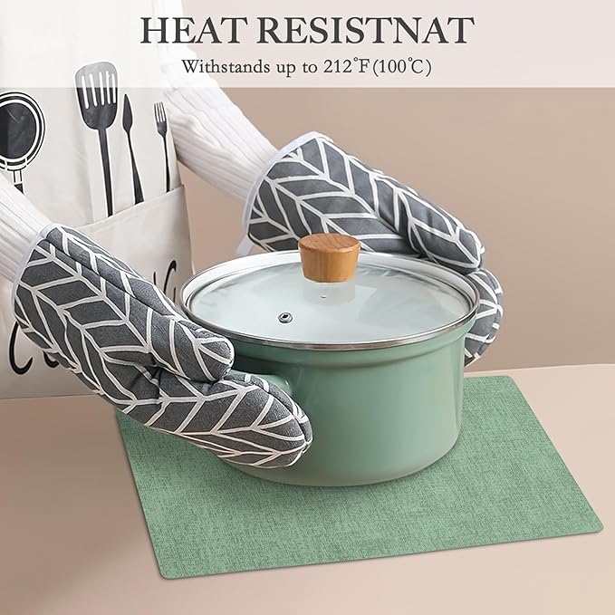 Faux Leather Heat Resistant Christmas Placemats Set of 6 – Waterproof Oilproof Wipeable Dining PU Vinyl Place Mat Easy Clean Table Mats for Kitchen/Dining/Party/Holiday, Dark Green
