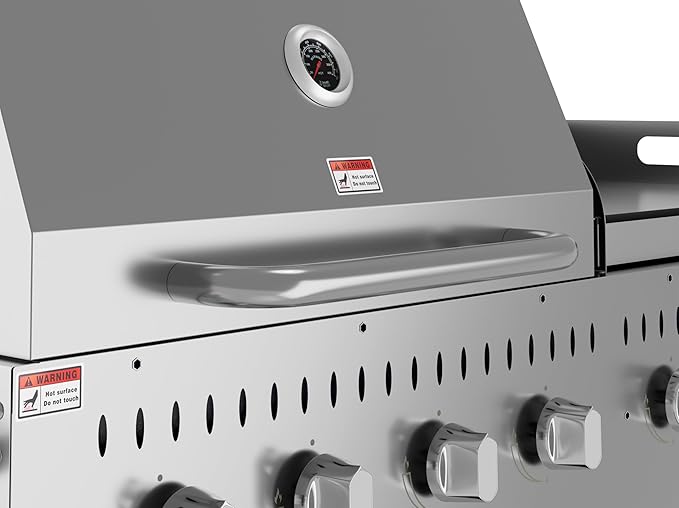 60 in. 8-Burner Commercial Outdoor Propane Gas Grill with 30 in. Roll Dome Cover and 30 in. Griddle in Stainless-Steel, ETL Listed (CGKIT6-D30G30)