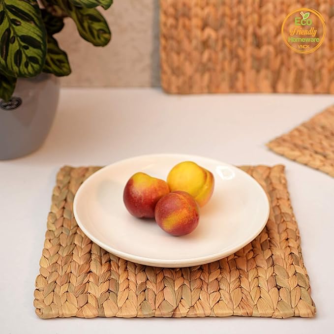 Boho Place Mats Set of 10, Square Table Mats Set of 10, Woven Placemats for Round Table, Chargers for Dinner Plates, Woven Chargers, Home Plate Mat, Outdoor Placemats, Manteles Individuales De Mesa