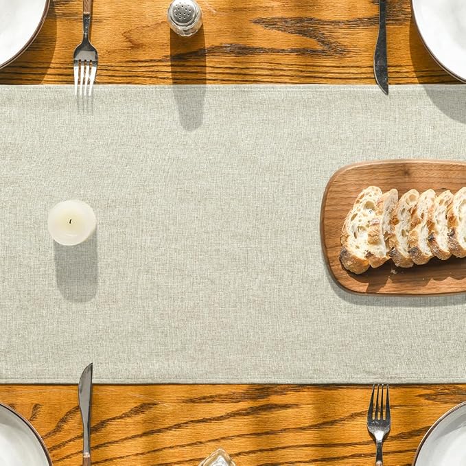 Artoid Mode Beige Table Runner, Seasonal Summer Fall Washable Kitchen Dining Table Decoration for Home Party Decor 13x36 Inch