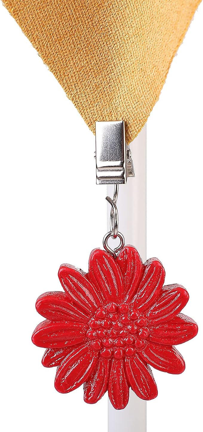 TwoFish Home Set of 4 Red Sunflower Resin Table Cover Tablecloth Weights Clips Handicraft Tablecloth Clamps Pack of 4