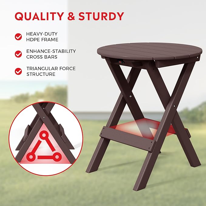 Costaelm Paradise 3-Piece Outdoor HDPE Folding Patio Bistro Table and Chairs, Dark Brown