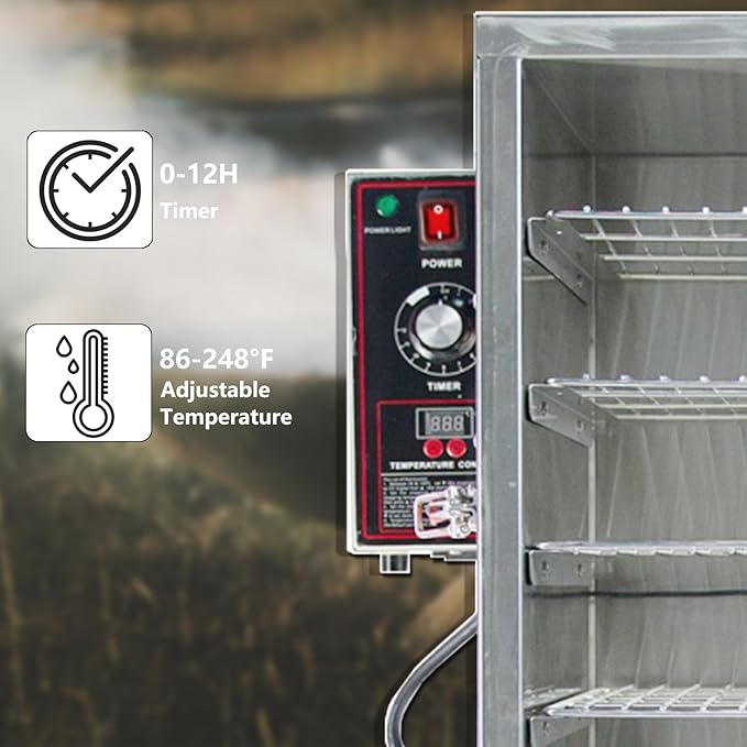 CLIVIA Electric Vertical BBQ Smoker, 5 Layers Outdoor Smoker Oven with Digital Temperature&Time Controller, Barbecue Cooking, Grilling Smoking for Fish, Sausage, Jerky, Cheese