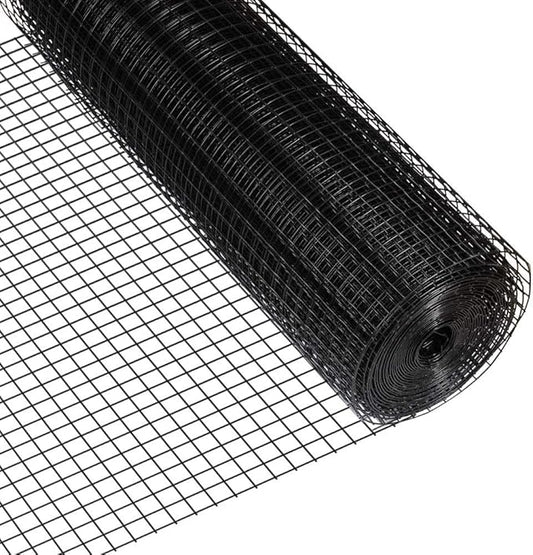 Fencer Wire 16 Gauge Black Vinyl Coated Welded Wire Mesh Size 1 inch by 1 inch for Home and Garden Fence and Pet Enclosures Protect Chickens Rabbits and Farmed Animals (c. 3 ft. x 50 ft.)