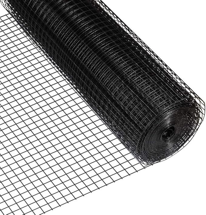 Fencer Wire 16 Gauge Black Vinyl Coated Welded Wire Mesh Size 1 inch by 1 inch (c. 3ft. x 50ft.)