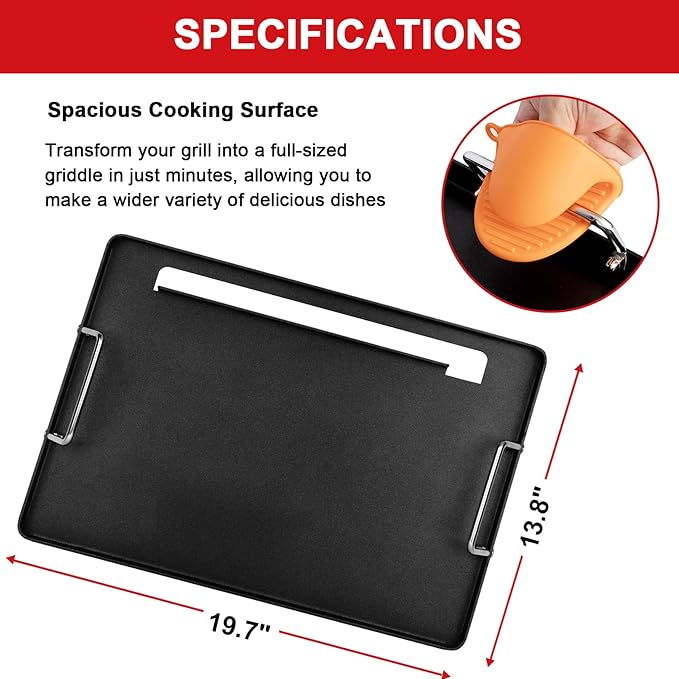 Full-Size Griddle Inserts for Charbroil Classic 280 2 Burner Gas Grills 463672817 463672817-P2 463613717 463647018, Flat Top Grill Griddle for Charbroil American Gourmet 463672717 465635821 465636021