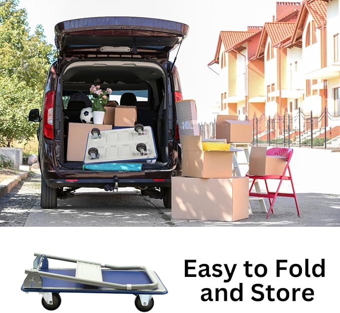 660 lbs Foldable Platform Truck Dolly with Swivel Wheels, Heavy Duty Moving Platform Hand Truck, 36.22 * 24.2 * 34.25 inches (PH300IRON)