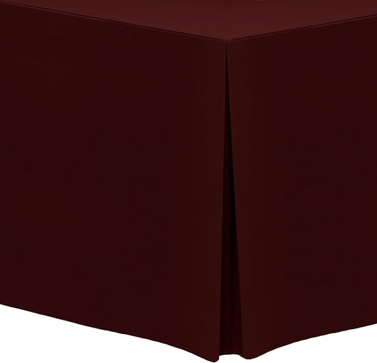 Ultimate Textile -5 Pack- 5 ft. Fitted Polyester Tablecloth - Fits 30 x 60-Inch Banquet and Folding Rectangular Tables - 42" H, Burgundy Red
