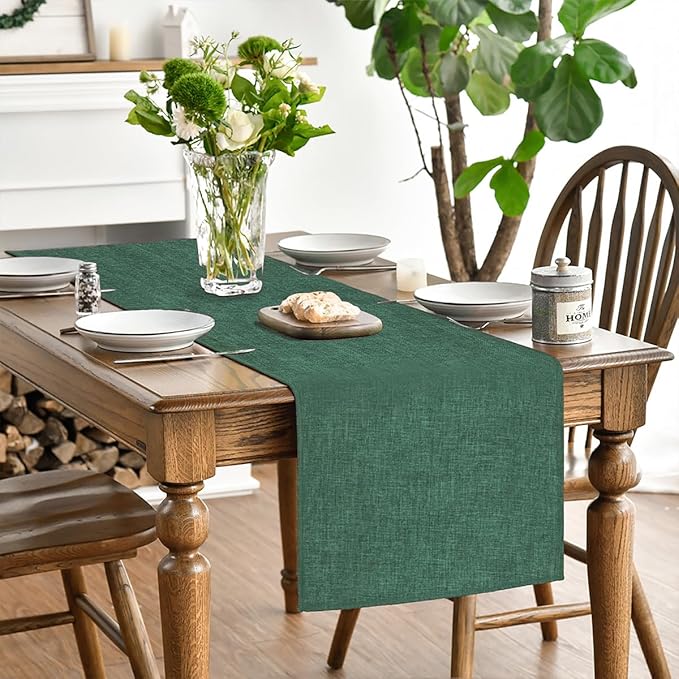 Artoid Mode Forest Green Table Runner, Seasonal Christmas Spring Washable Kitchen Dining Table Decoration for Home Party Decor 13x72 Inch