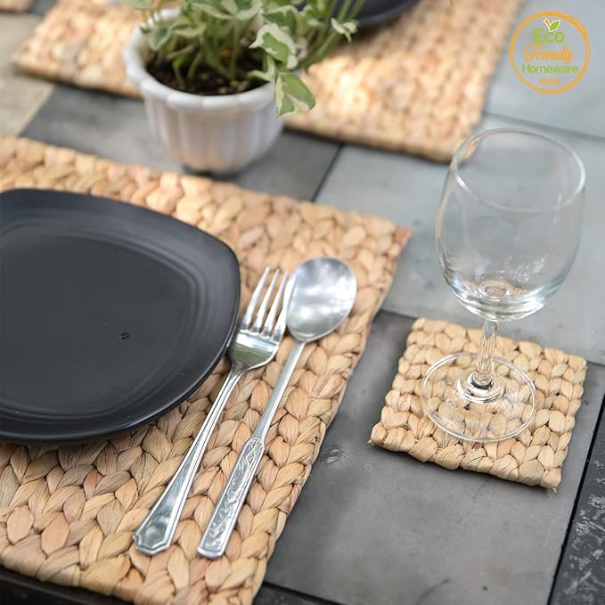 Boho Place Mats Set of 10, Square Table Mats Set of 10, Woven Placemats for Round Table, Chargers for Dinner Plates, Woven Chargers, Home Plate Mat, Outdoor Placemats, Manteles Individuales De Mesa