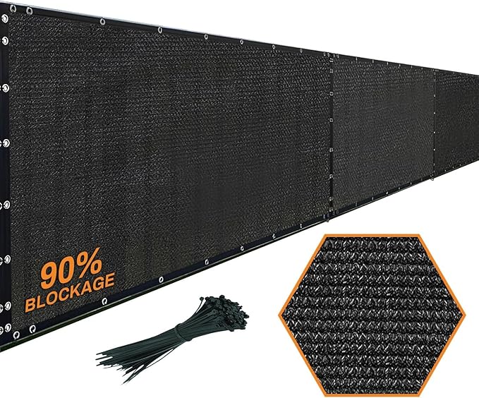 Xpose Safety Privacy Fence Screen 8’ x 50’ (12 Pack) – Heavy Duty Black Mesh with 90% Visibility Block, UV Protection – Includes Cable Ties – for Garden, Yard, Nursery, Kennel, Dog Run, Greenhouse