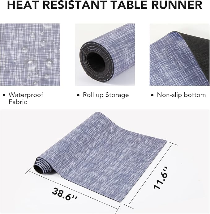 2 Pcs Trivet Table Runner Hot Plates Mat 12 X 40 Inch Heat Resistant Table Protector Waterproof Decorative Farmhouse Kitchen Trivets Counter Heat Proof Placemats for Hot Dishes (Grey, 2 Pcs)