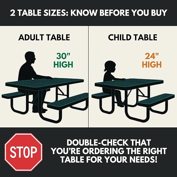 COATEDOUTDOORFURNITURE Heavy-Duty Portable Outdoor Kids Table with Umbrella Hole, Expanded Metal Kids Picnic Table, Commercial-Grade, Made in America (46 in, Round, Childrens, Textured Red)
