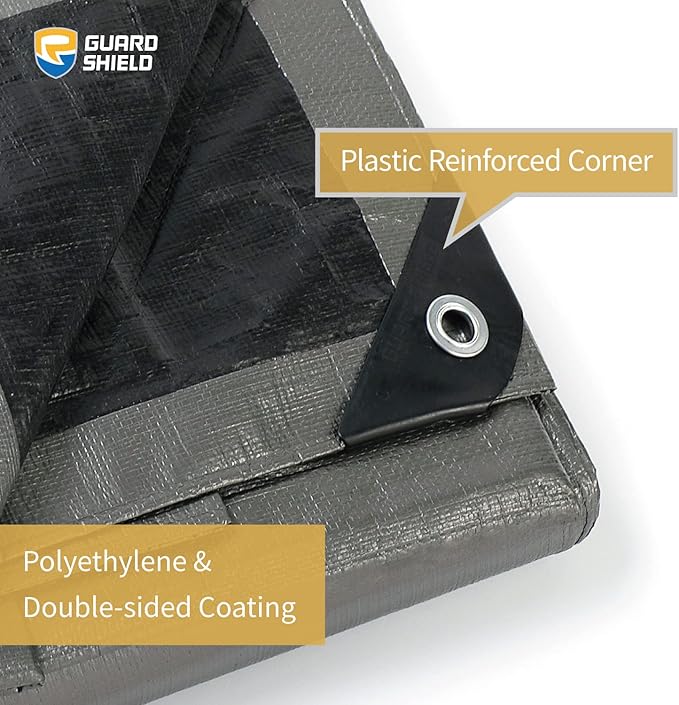 GUARD SHIELD Heavy Duty Tarp 12x24 Feet Silver/Black Multi Purpose Thick Waterproof Poly Tarp Cover 10mil