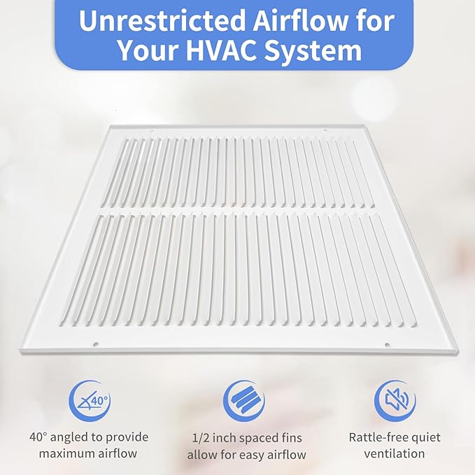 10"W x 10"H [Duct Opening Size] Steel Return Air Grille, Air Return Vent Cover for Ceiling and Sidewall - HVAC Air Vent Covers - [Outer Dimensions: 11.75"W x 11.75"H]