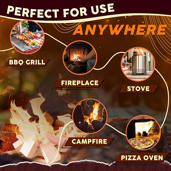 Mini Fire Stick with Fire Starters Gloves 4" Kiln Dried Pine Fire Pit Accessories Firewood Compatible with Wood Stoves, Tabletop Fire Pits, BBQ Grills & Pizza Ovens, 2 lb Box