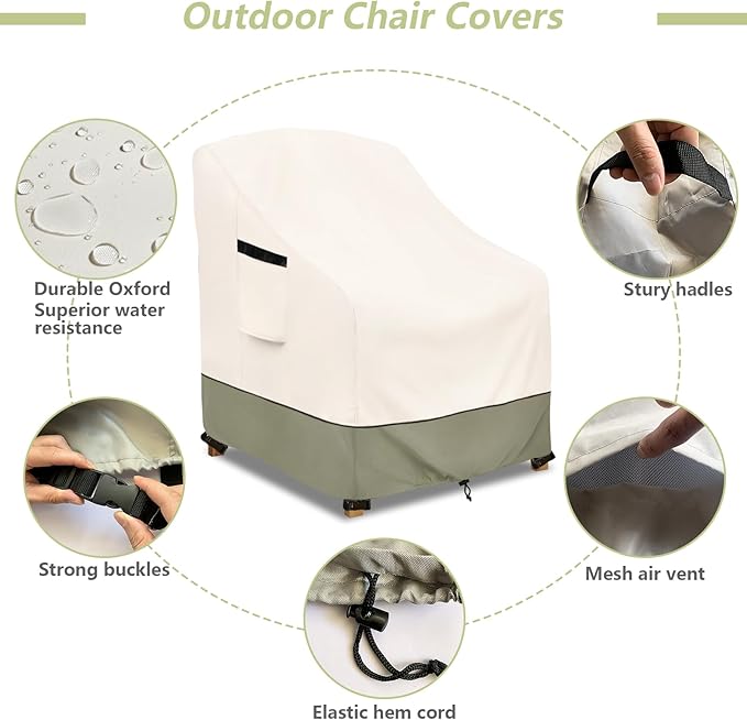 Outdoor Chair Covers 28" W x 30" D x 32" H,600D Heavy Duty Waterproof Patio Chair Cover,Outdoor Furniture Covers for Lawn/Garden Chiar