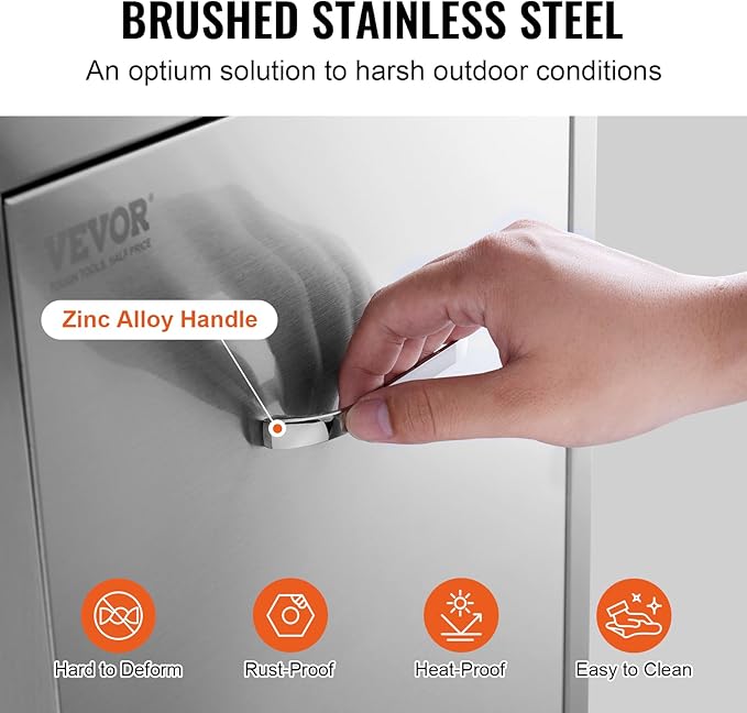 VEVOR Outdoor Kitchen Trash Drawer 19.7"W x 29"H x 15.7"D Inch Outdoor Kitchen Drawers Stainless Steel for Outdoor BBQ Island Kitchen