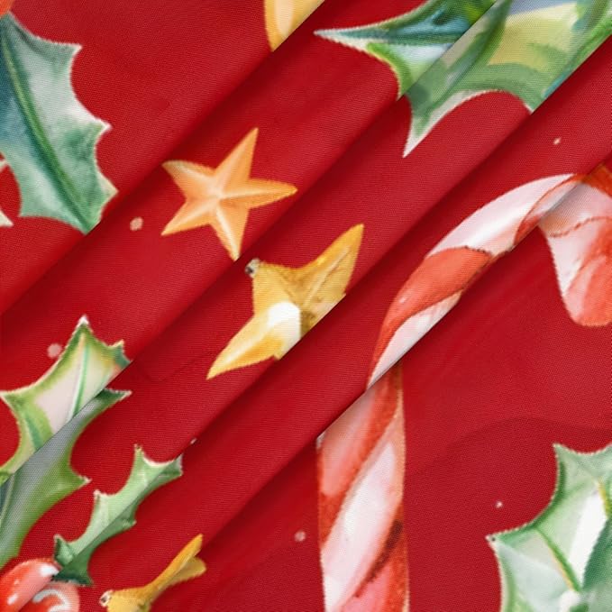 Christmas Ruffle Star Candy Round Table Cloth Cover, Elastic Edge Waterproof Wipeable Tablecloths 45"-56" Polyester Tablecloth for Party Restaurant Banquet Holiday Camping Outdoor Picnic